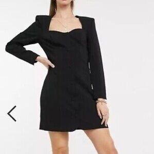 & Other Stories Tailored Button Down Long Sleeve Mini Dress with Shoulder Pads